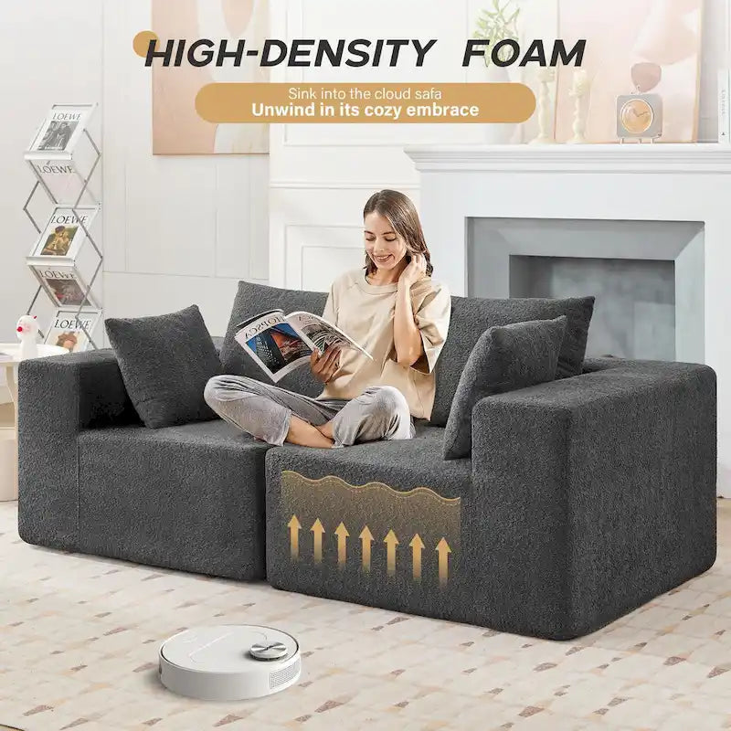 Canapé sectionnel modulaire en tissu 103 avec sièges profonds, canapé d'angle en L et chaise longue, aucun assemblage requis