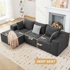 Canapé sectionnel modulaire en tissu 103 avec sièges profonds, canapé d'angle en L et chaise longue, aucun assemblage requis
