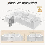 Canapé sectionnel modulaire en tissu 103 avec sièges profonds, canapé d'angle en L et chaise longue, aucun assemblage requis