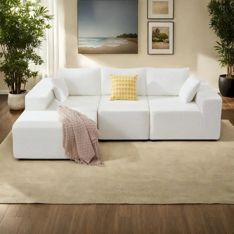 Canapé sectionnel modulaire en tissu 103 avec sièges profonds, canapé d'angle en L et chaise longue, aucun assemblage requis