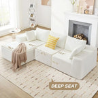Canapé sectionnel modulaire en tissu 103 avec sièges profonds, canapé d'angle en L et chaise longue, aucun assemblage requis