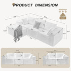 Canapé sectionnel modulaire en tissu 103 avec sièges profonds, canapé d'angle en L et chaise longue, aucun assemblage requis