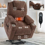 Fauteuil inclinable releveur | Massage 8 points | Chaleur lombaire | Double USB | Porte-gobelets en acier | Bleu