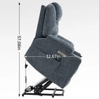 Fauteuil inclinable releveur | Massage 8 points | Chaleur lombaire | Double USB | Porte-gobelets en acier | Bleu