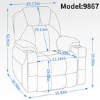 Fauteuil inclinable releveur | Massage 8 points | Chaleur lombaire | Double USB | Porte-gobelets en acier | Bleu