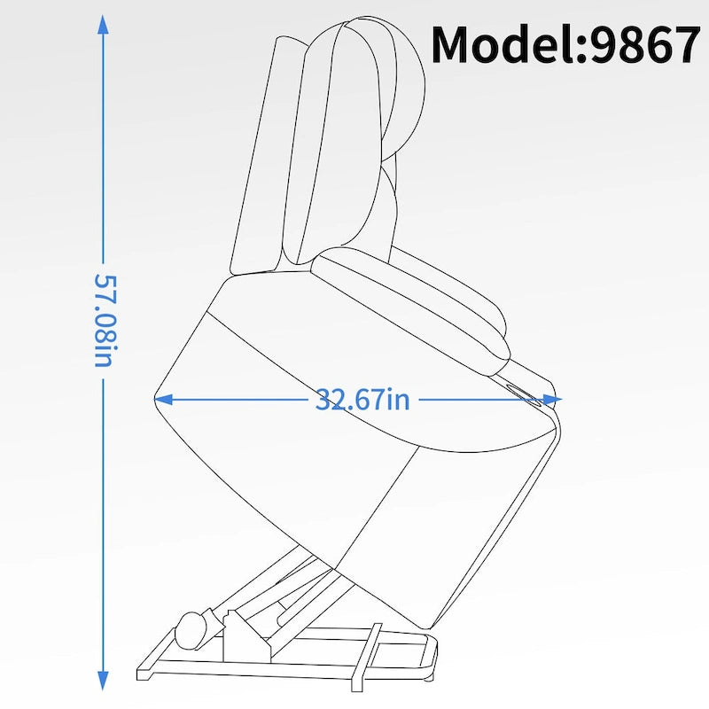 Fauteuil inclinable releveur | Massage 8 points | Chaleur lombaire | Double USB | Porte-gobelets en acier | Bleu