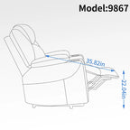 Fauteuil inclinable releveur | Massage 8 points | Chaleur lombaire | Double USB | Porte-gobelets en acier | Bleu