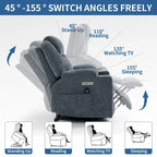 Fauteuil inclinable releveur | Massage 8 points | Chaleur lombaire | Double USB | Porte-gobelets en acier | Bleu