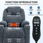 Fauteuil inclinable releveur | Massage 8 points | Chaleur lombaire | Double USB | Porte-gobelets en acier | Bleu