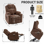 Fauteuil inclinable releveur | Massage 8 points | Chaleur lombaire | Double USB | Porte-gobelets en acier | Bleu