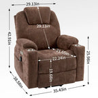 Fauteuil inclinable releveur | Massage 8 points | Chaleur lombaire | Double USB | Porte-gobelets en acier | Bleu