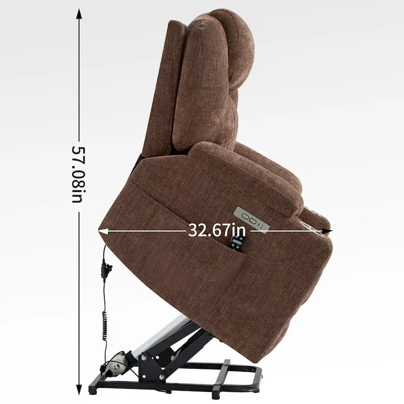Fauteuil inclinable releveur | Massage 8 points | Chaleur lombaire | Double USB | Porte-gobelets en acier | Bleu