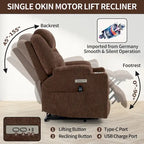 Fauteuil inclinable releveur | Massage 8 points | Chaleur lombaire | Double USB | Porte-gobelets en acier | Bleu