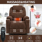 Fauteuil inclinable releveur | Massage 8 points | Chaleur lombaire | Double USB | Porte-gobelets en acier | Bleu
