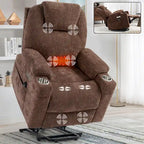 Fauteuil inclinable releveur | Massage 8 points | Chaleur lombaire | Double USB | Porte-gobelets en acier | Bleu