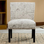 Fauteuil d'appoint rembourré à motifs de texte français | Taupe et crème | Pieds expresso | 59 cm L