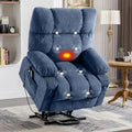Fauteuil inclinable releveur électrique | Chauffant et massage 8 points | Port USB | 158 kg | Tissu bleu