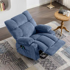 Fauteuil inclinable releveur électrique | Chauffant et massage 8 points | Port USB | 158 kg | Tissu bleu