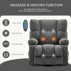 Fauteuil inclinable releveur électrique | Chauffant et massage 8 points | Port USB | 158 kg | Tissu bleu