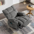 Fauteuil inclinable releveur électrique | Chauffant et massage 8 points | Port USB | 158 kg | Tissu bleu