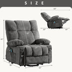 Fauteuil inclinable releveur électrique | Chauffant et massage 8 points | Port USB | 158 kg | Tissu bleu