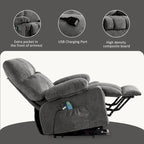 Fauteuil inclinable releveur électrique | Chauffant et massage 8 points | Port USB | 158 kg | Tissu bleu