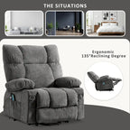 Fauteuil inclinable releveur électrique | Chauffant et massage 8 points | Port USB | 158 kg | Tissu bleu