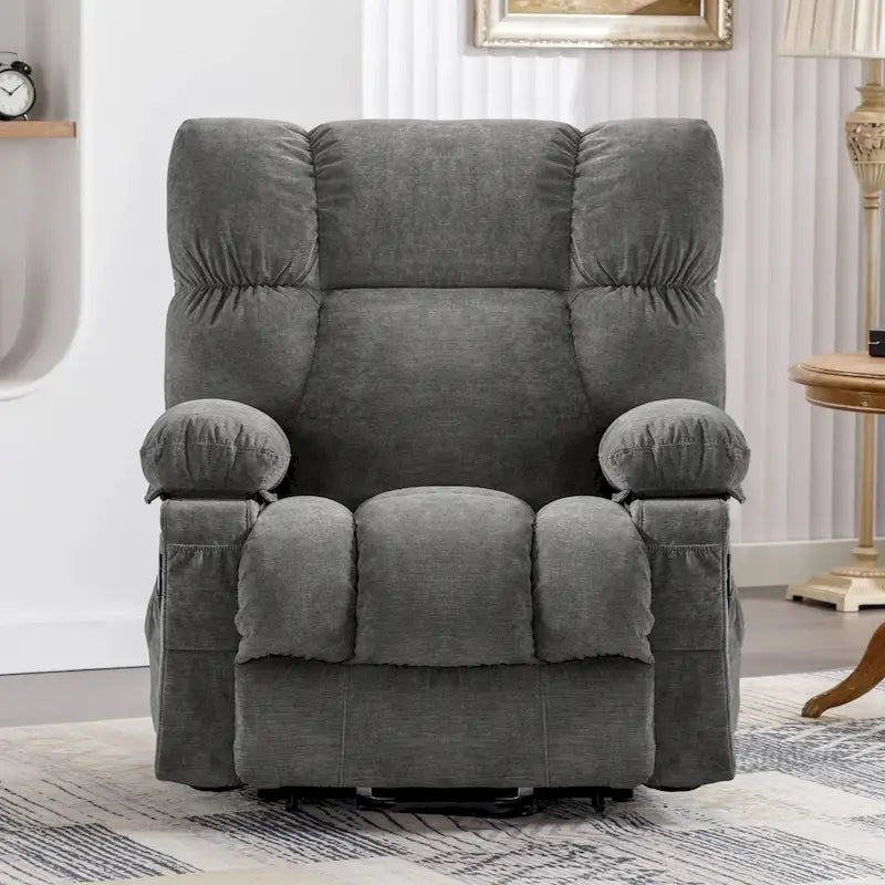 Fauteuil inclinable releveur électrique | Chauffant et massage 8 points | Port USB | 158 kg | Tissu bleu