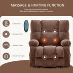 Fauteuil inclinable releveur électrique | Chauffant et massage 8 points | Port USB | 158 kg | Tissu bleu
