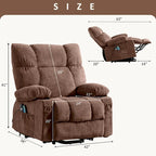 Fauteuil inclinable releveur électrique | Chauffant et massage 8 points | Port USB | 158 kg | Tissu bleu