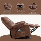 Fauteuil inclinable releveur électrique | Chauffant et massage 8 points | Port USB | 158 kg | Tissu bleu