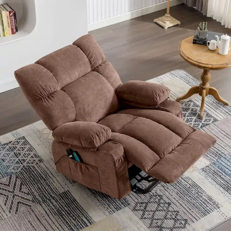 Fauteuil inclinable releveur électrique | Chauffant et massage 8 points | Port USB | 158 kg | Tissu bleu