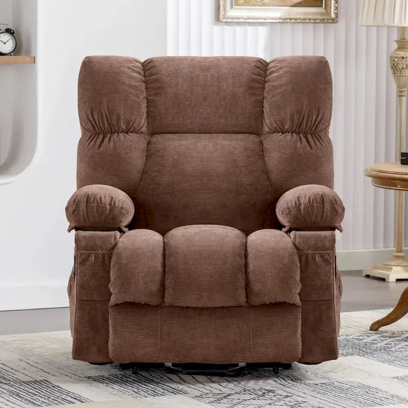 Fauteuil inclinable releveur électrique | Chauffant et massage 8 points | Port USB | 158 kg | Tissu bleu