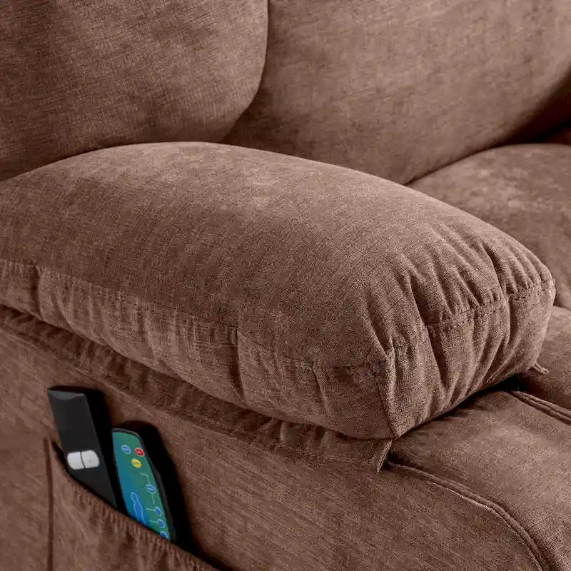 Fauteuil inclinable releveur électrique | Chauffant et massage 8 points | Port USB | 158 kg | Tissu bleu