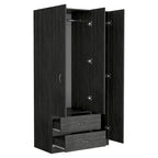 Armoire moderne à 3 portes | Tringle à vêtements | 4 étagères et 2 tiroirs | 180 cm (H) x 90 cm (L) x 47 cm (P)