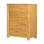 Commode verticale à 5 tiroirs en bois massif avec poignée métallique pour chambre à coucher, salon
