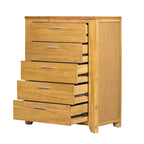 Commode verticale à 5 tiroirs en bois massif avec poignée métallique pour chambre à coucher, salon