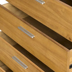 Commode verticale à 5 tiroirs en bois massif avec poignée métallique pour chambre à coucher, salon