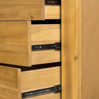 Commode verticale à 5 tiroirs en bois massif avec poignée métallique pour chambre à coucher, salon