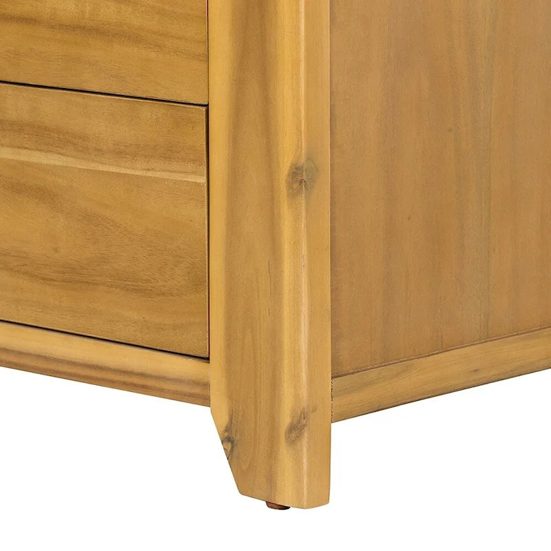 Commode verticale à 5 tiroirs en bois massif avec poignée métallique pour chambre à coucher, salon