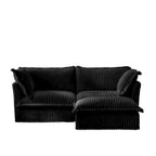 Canapé d'angle 2 places en velours côtelé avec pouf convertible et oreillers