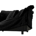 Canapé d'angle 2 places en velours côtelé avec pouf convertible et oreillers