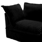 Canapé d'angle 2 places en velours côtelé avec pouf convertible et oreillers