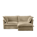 Canapé d'angle 2 places en velours côtelé avec pouf convertible et oreillers