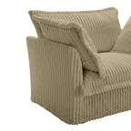 Canapé d'angle 2 places en velours côtelé avec pouf convertible et oreillers