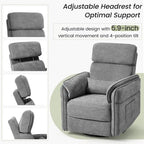 Fauteuil inclinable, pivotant et berçant motorisé avec têtière et accoudoirs ajustables, ports de chargement USB et USB-C
