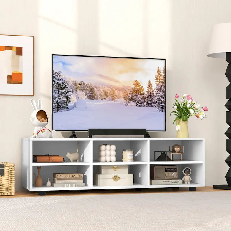 Meuble TV pour téléviseurs de 40 à 50 pouces, 6 compartiments de rangement, 3 étagères réglables, capacité de 130 kg