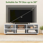 Meuble TV pour téléviseurs de 40 à 50 pouces, 6 compartiments de rangement, 3 étagères réglables, capacité de 130 kg