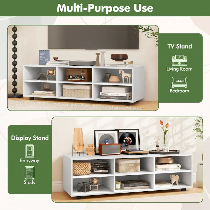 Meuble TV pour téléviseurs de 40 à 50 pouces, 6 compartiments de rangement, 3 étagères réglables, capacité de 130 kg