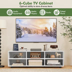 Meuble TV pour téléviseurs de 40 à 50 pouces, 6 compartiments de rangement, 3 étagères réglables, capacité de 130 kg